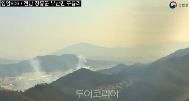 전남 장흥산불 헬기촬영한 모습/ 사진- 산림청