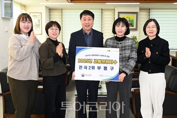 인천 부평구는 최근 국토교통부 주관, 한국교통안전공단이 실시한 ‘2025년 교통문화지수’ 평가 결과, 동일그룹(전국 69개 자치구)에서 2위를 달성했다..