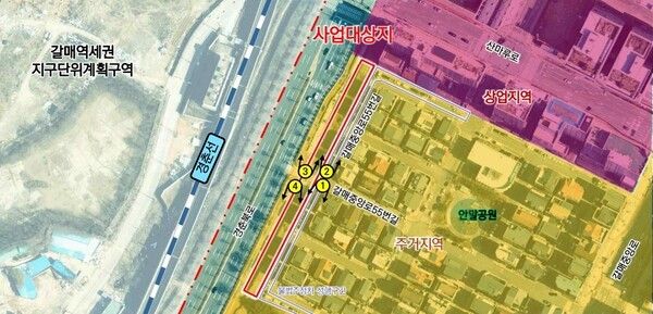 ▲&nbsp;구리시 갈매동 노상주차장 조성 사업 대상지 위치도 / 사진제공 = 구리시&nbsp;