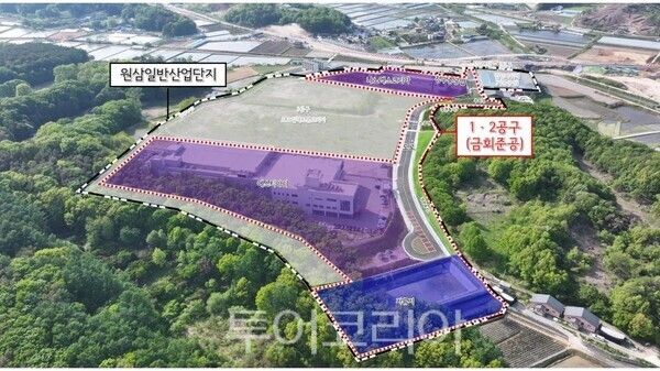 원삼일반산업단지 내 1공구와 2공구 배치도/투어코리아뉴스 정명달 기자