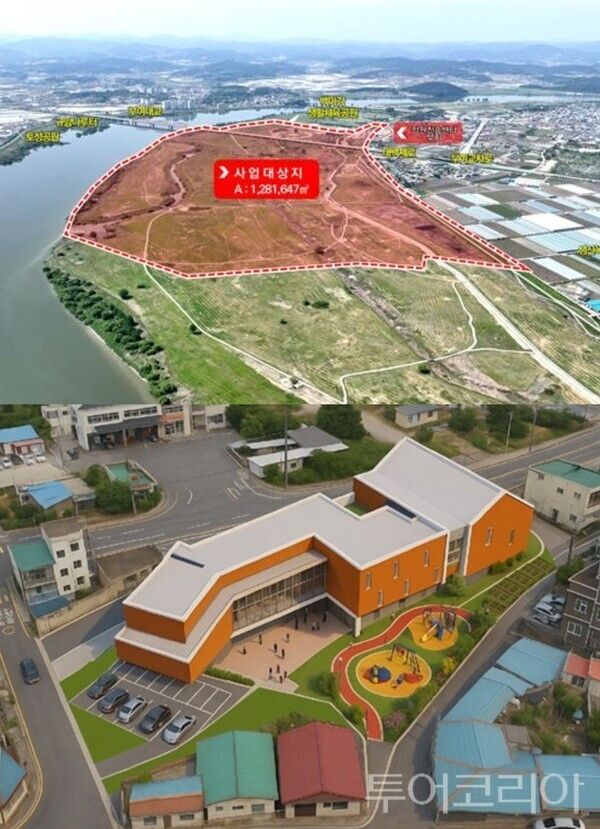 ▲(上) 국가정원 위치도, (下)동행마루 조감도. /사진-부여군(편집 류석만 기자)