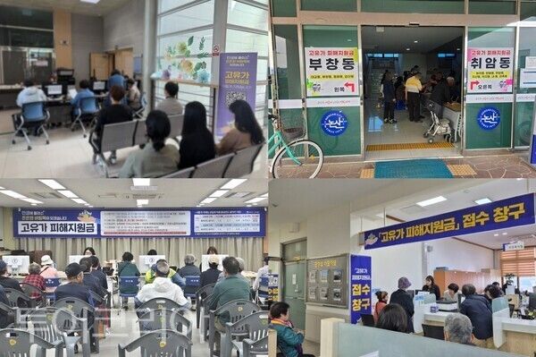 ▲(上) 왼쪽부터 시계방향으로 공주시, 논산시, 부여군, 태안군 등 지자체들이 고유가·고물가·고환율로 인한 서민 경제 부담 완화를 위해 대규모 ‘고유가 피해지원금’ 지급에 본격 돌입했다. /사진-공주·논산·부여·태안(편집 류석만 기자)