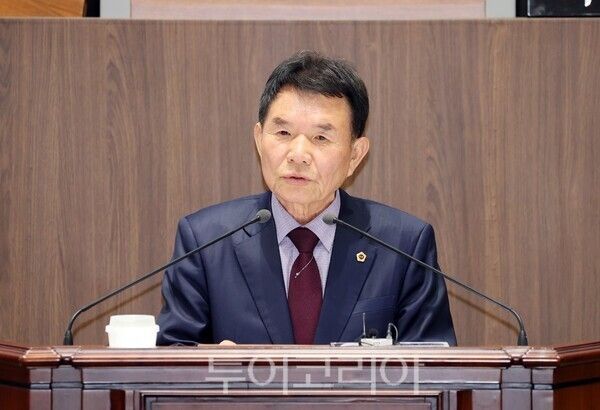 ▲정광섭(태안2·국민의힘) 충남도의원이 9일 농어업‘면세유 차액지원제’와 관련해 5분 발언을 하고 있다. /사진-충남도의회