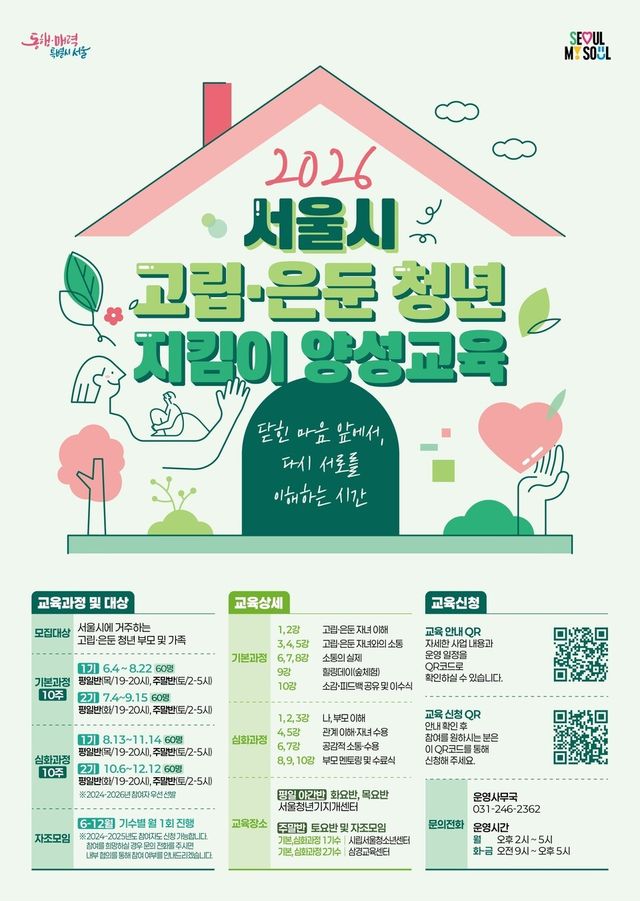 서울시 고립은든 청년 지킴이 양성교육 포스터