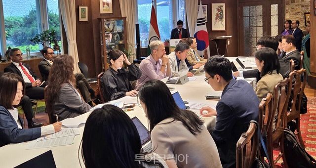 주한인도대사관은 지난 7일 서울 용산구 회나무로44길 138에 위치한 주한인도대사관 관저에서 ‘정상회담 성과'를 브리핑했다. /사진-투어코리아