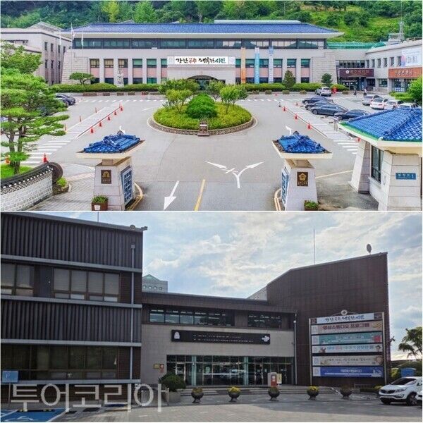 ▲공주시 청사 전경, 웅진도서관 전경. /사진-공주시(편집 류석만 기자)
