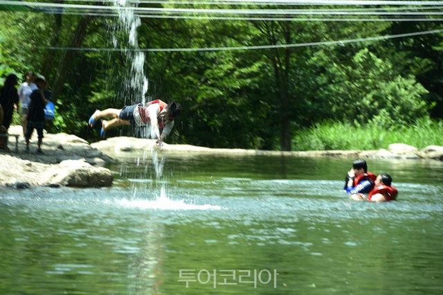 남창계곡에서 물놀이 만끽하는 피서객/사진-장성군 제공