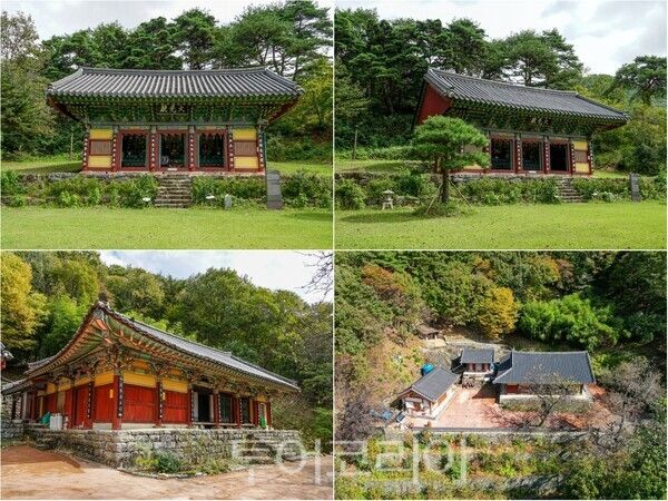 ▲(上)국가지정문화유산 보물로 지정 고시된 금산군 소재 신안사 대광전과 (下)조선시대 불교 건축 유산 ‘영천암 무량수각’모습. /사진-충남도(편집 류석만 기자)