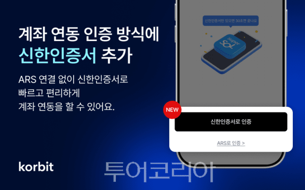 코빗, 계좌 연동 인증 방식에 '신한인증서' 추가