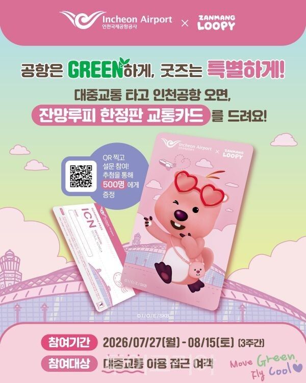 인천공항공사 '잔망루피' 한정판 교통카드 제공 포스터/투어코리아뉴스 김경남 기자