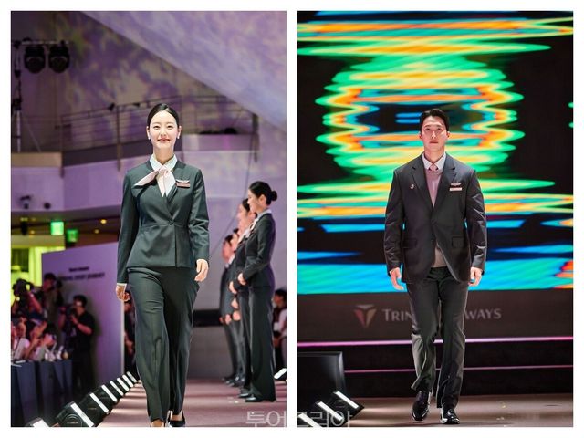 트리니티항공은 6일 서울 강남구 소노펠리체 컨벤션에서 '트리니티항공 브랜드 런칭 & 유니폼 런웨이' 행사를 개최했다.. 이 자리에서 새로운 브랜드 아이덴티티를 담은 새 승무원 유니폼을 선보였다. /사진-트리니티항공