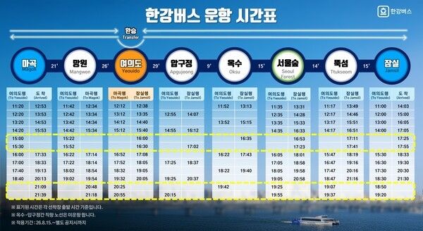 한강버스 시간표