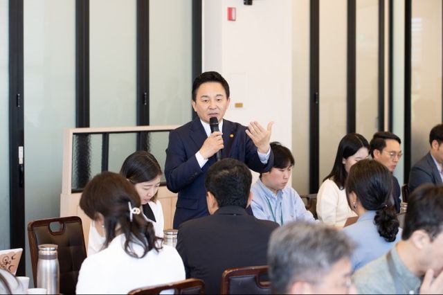 16일 열린 국토교통부 출입기자단 오찬간담회에서 원희룡 국토교통부 장관이 발언하고 있다. / 사진제공=국토교통부