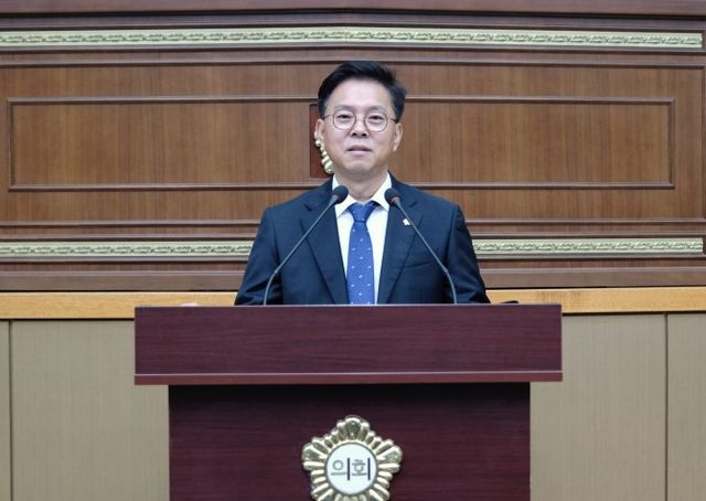 남해석 마포구의회 의원이 5분 자유발언을 펼치는 모습./사진제공=마포구의회