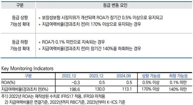 ABL생명보험 신용등급 변동요인 및 주요 지표./출처=나이스신용평가
