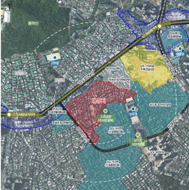 상도동 242번지 일대 모아타운 구역 위치도./사진제공=동작구