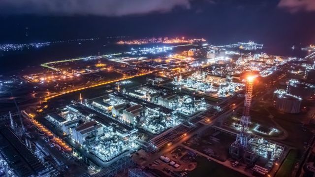 나이지리아 보니 NLNG Train7 현장 야경./사진제공=대우건설