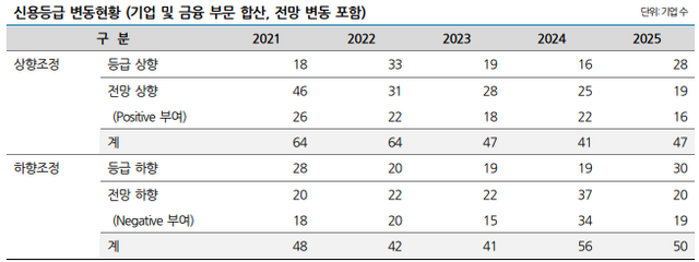 2025년 말 기준 신용등급 변동현황./출처=나이스신용평가