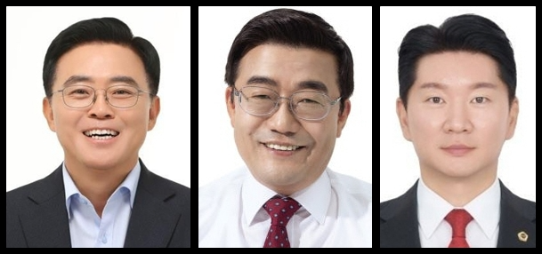 왼쪽부터 진교훈 강서구청장, 김진선 전 강서구병 당협위원장, 최진혁 서울시의원./사진=구청 서울시의회 등