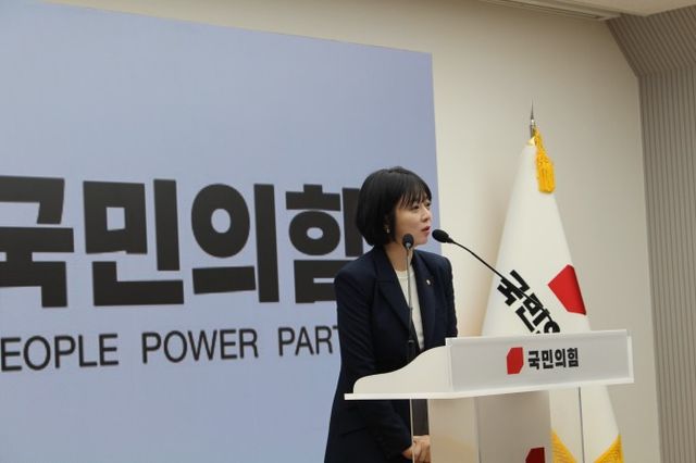 배현진 국민의힘 서울특별시당 공천위원장이 발언을 하는 모습./사진=국민의힘 서울시당