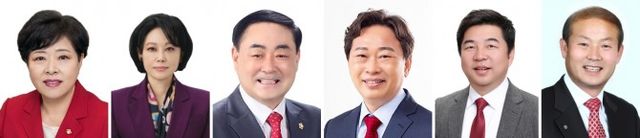 국민의힘 제9회 지방선거 서울시당 공천관리위원회가 영등포구 기초의원 후보 6명을 단수추천했다. 사진은 왼쪽부터 영등포가 정선희(현 구의회 의장), 영등포나 최인순(전 구의원), 영등포다 이규선(현 운영위원장), 영등포라 임헌호(현 구의원), 영등포사-가 이성수(구의원), 영등포사-나 강광빈(디피엔케이 글로벌 대표). /사진=영등포구의회 제공