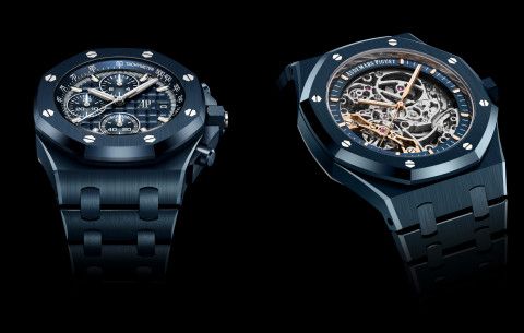 왼쪽부터 로열 오크 오프쇼어 셀프와인딩 크로노그래프, 로열 오크 더블 밸런스 휠 오픈워크