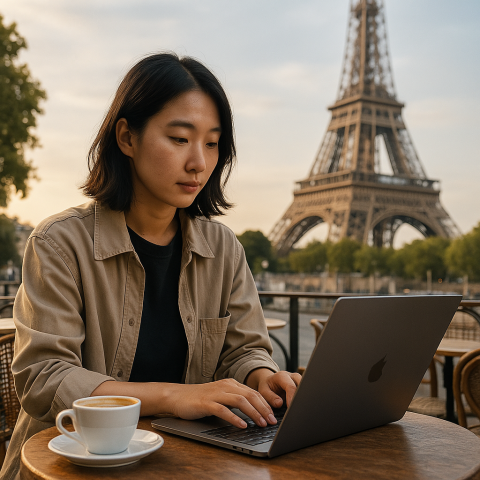 디지털 노마드 라이프 스타일(AI 생성 이미지)