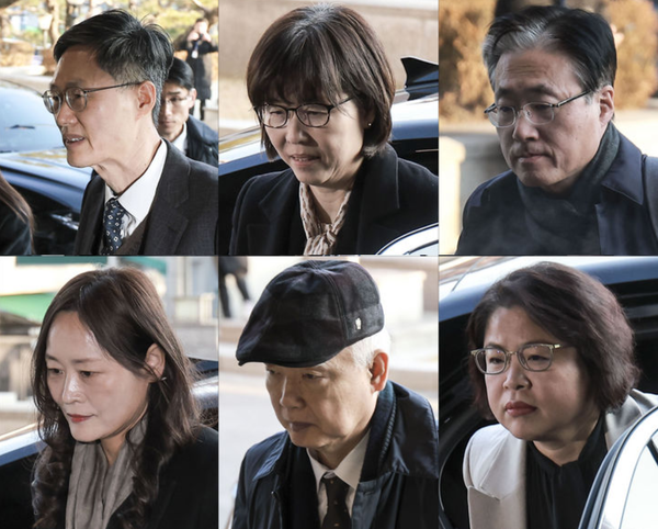 헌법재판관들이 16일 서울 종로구 헌법재판소로 출근하고 있다. 헌법재판소는 이 날 오전 첫 재판관 회의를 열고 윤석열 대통령에 대한 본격적인 탄핵심판절차에 돌입한다. 왼쪽부터 시계방향으로 문형배 헌재소장 권한대행, 이미선, 문형배, 김복형, 정현식, 정정미 헌법재판관. /사진=뉴시스