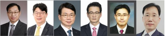 (왼쪽부터) 정희민 포스코이앤씨 대표이사 사장, 엄기천 포스코퓨처엠 대표이사 사장, 심민석 포스코DX 대표이사 사장, 박승대 포스코휴먼스 대표이사 사장, 오개희 포스코HY클린메탈 대표이사 사장, 박부현 포스코IH 대표이사 사장 / 포스코그룹 제공 (포인트경제)