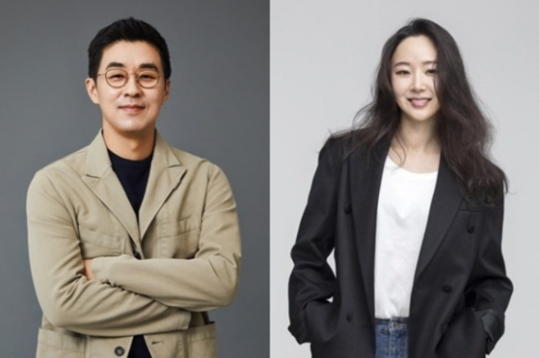 박지원 하이브&nbsp;CEO, 민희진 어도어 대표. (하이브, 어도어 제공)