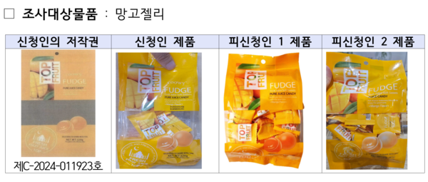 망고젤리 포장지 저작권 침해 조사대상 물품 /산업통상자원부