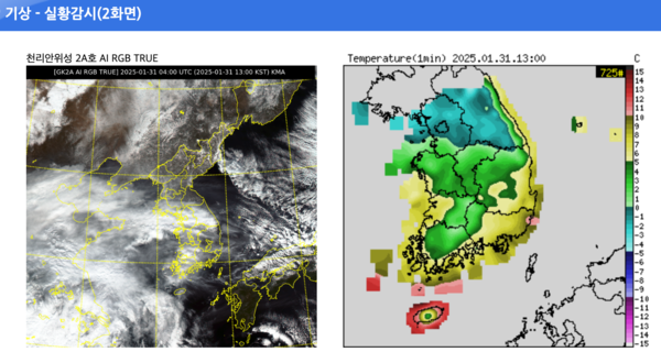 31일 기상청 날씨상황판 실황감시 갈무리