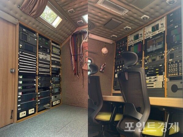 SNG 중계차량 내부 사진 (포인트경제)