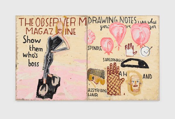 Rose Wylie, Spindle and Cover Girl, 2022, Oil on canvas, Diptych, 185 x 310 cm /아모레퍼시픽미술관 제공