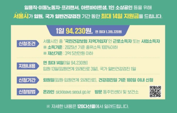 '서울형 입원생활비 지원' 사업 안내 /서울시