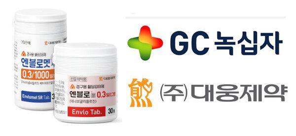 대웅제약 엔블로·엔블로멧과 GC녹십자·대웅제약 로고 / 대웅제약 홈페이지 갈무리 (포인트경제)