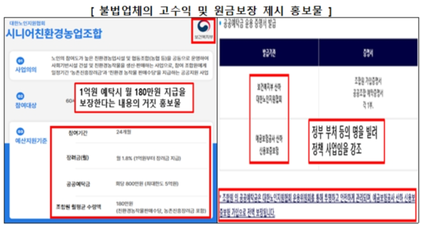 노인층을 노리는 가짜 복지공공단체 홍보물 /금융감독원