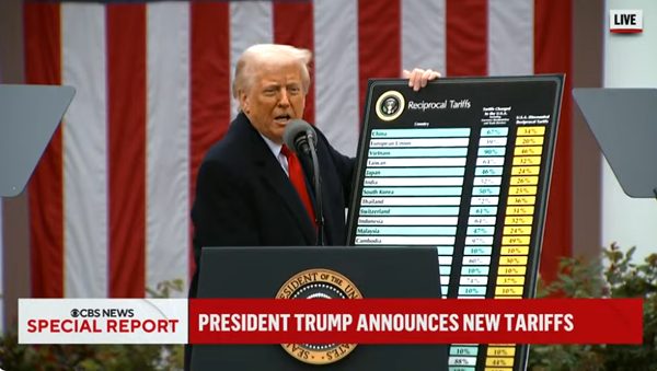 트럼프, 모든 미국 무역 파트너에 상호관세 발표 / CBS뉴스 캡쳐 (포인트경제)