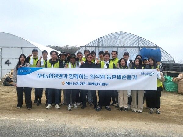 NH농협생명이&nbsp;18일 경기 여주시 여주농협 관내 농가를 찾아 농촌봉사활동을 실시했다. 