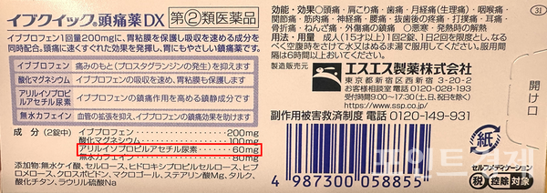 문제 성분 포함으로 한국 반입이 금지된 이브 진통제ⓒ포인트경제 박진우 특파원