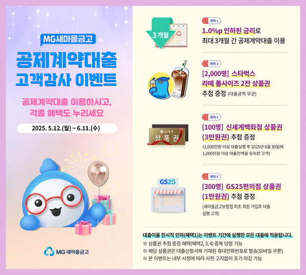 MG새마을금고 공제계약대출 고객감사 이벤트 안내문 [사진=MG새마을금고](포인트경제)