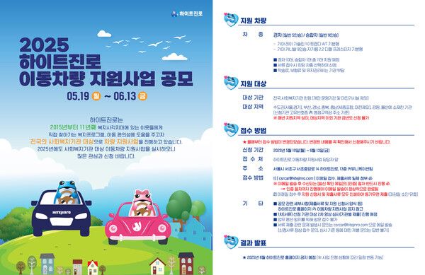 2025년 사회복지기관 이동차량 지원사업 공모 홍보 포스터 이미지 /하이트진로 제공