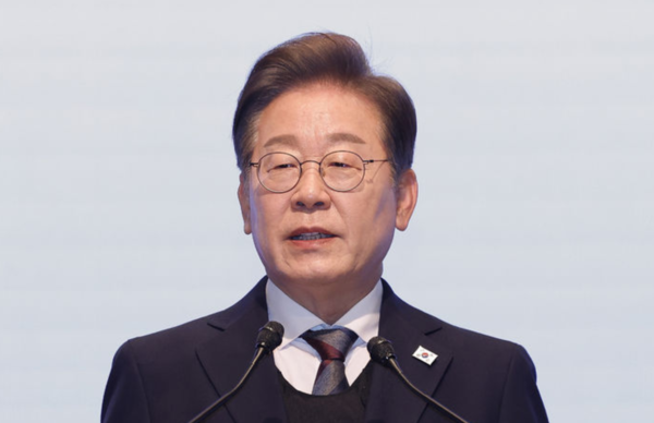 이재명 더불어민주당 대선후보가 8일 오전 서울 중구 대한상공회의소에서 열린 대선후보 초청 경제5단체장 간담회에서 발언하고 있다. /사진=뉴시스