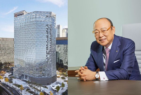 한화그룹 본사 사옥 전경과 김승연 회장 /한화그룹 제공