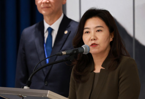 이재명 대통령이 4일 서울 용산 대통령실 청사에서 새 정부 첫 인사 발표를 했다. 사진은 강유정 대변인. /사진=뉴시스