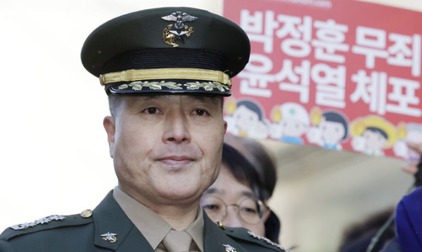 박정훈 전 해병대 수사단장(대령)이 9일 서울 용산구 군사법원에서 열린 선고 채상병 순직 사건 관련 항명 및 상관명예훼손 혐의 선고 공판 전 기자회견에 참석해 있다. 2025.01.09 / 사진=뉴시스