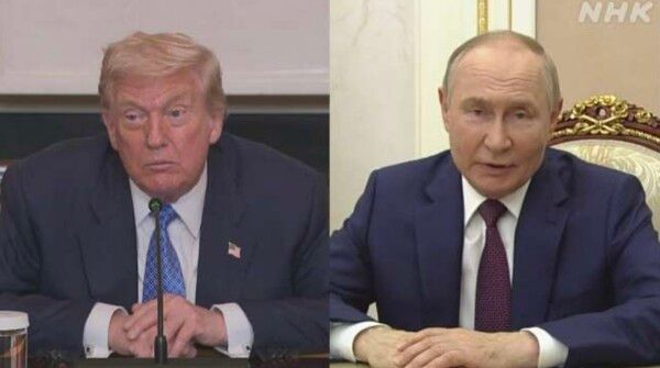도널드 트럼프 미국 대통령(왼쪽)과 블라디미르 푸틴 러시아 대통령/NHK 보도분 갈무리(포인트경제)