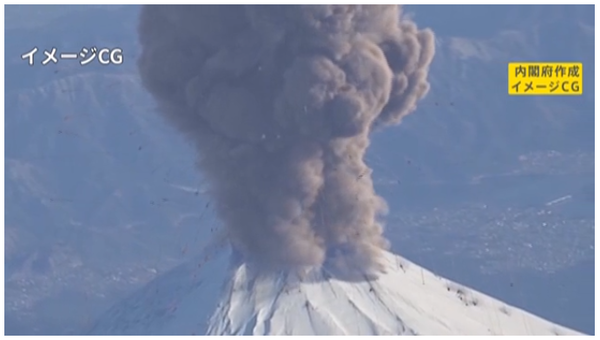 일본 정부가 공개한 후지산 분화 시뮬레이션 CG 영상/TBS 보도분 캡쳐(포인트경제)