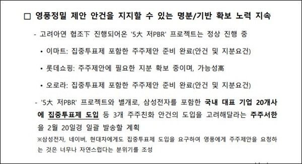 2025년 2월 11일자 '영풍 관련 액트 향후 활동 계획' 4페이지 내용 발췌 /영풍 제공