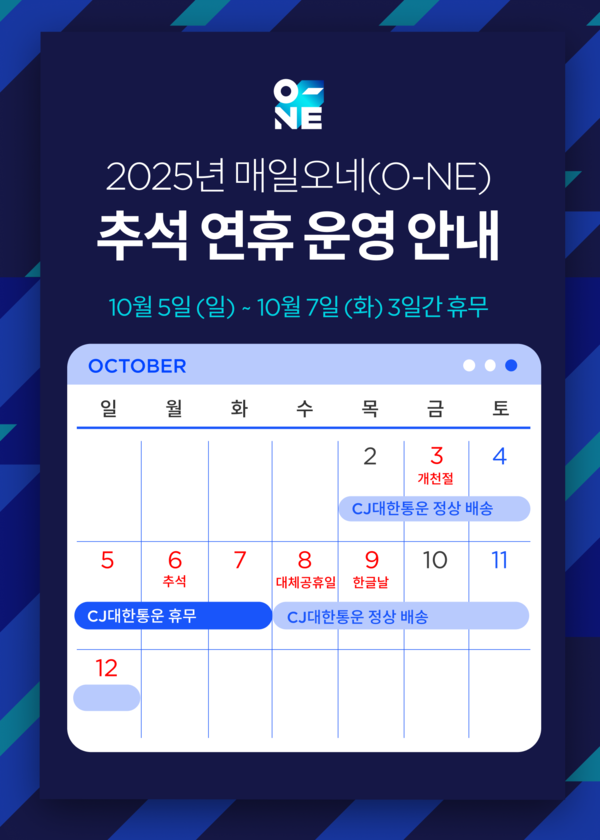 CJ대한통운, 추석 연휴에도 정상 배송 가동으로 경쟁력 확보